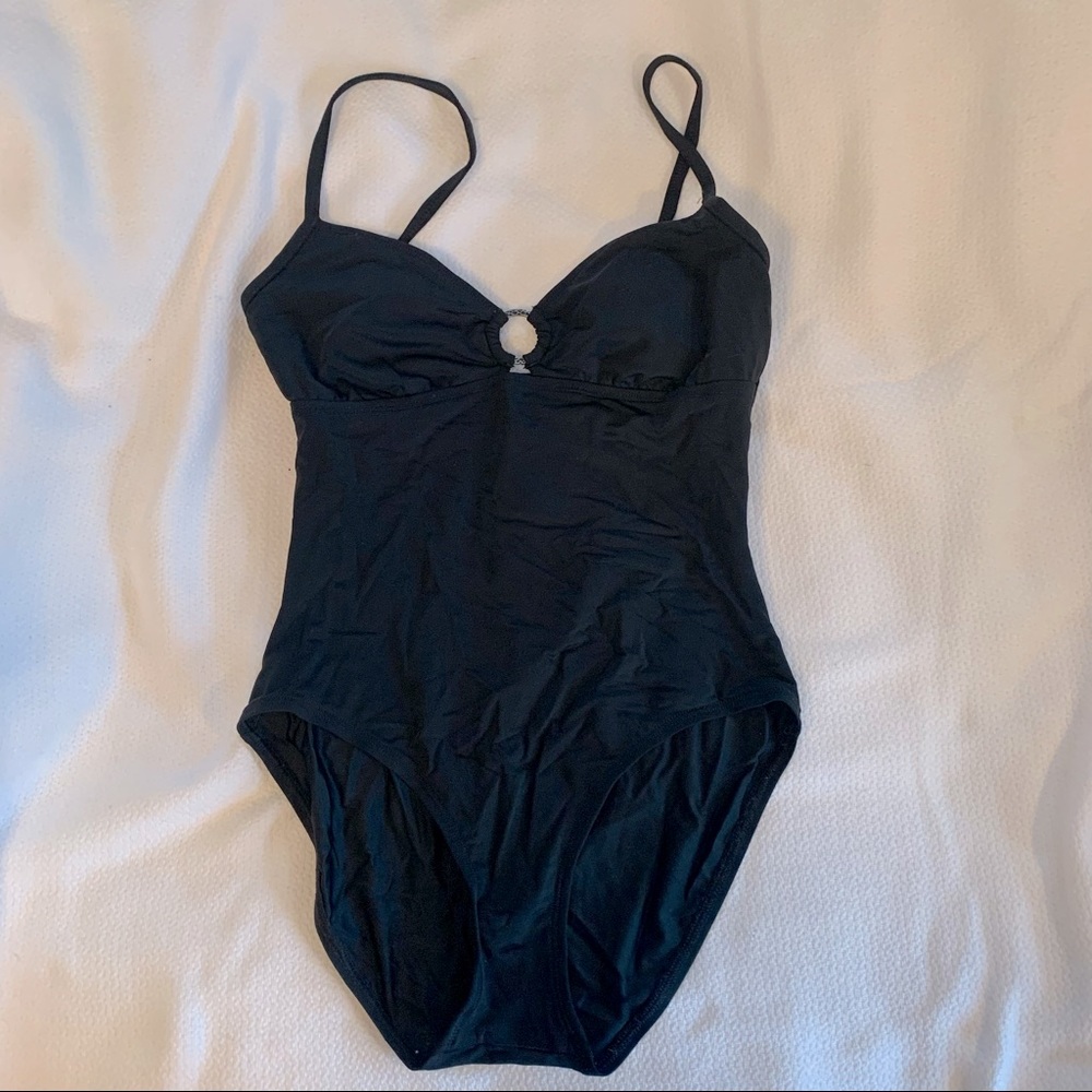 Merona black one piece bathing swim suit size M